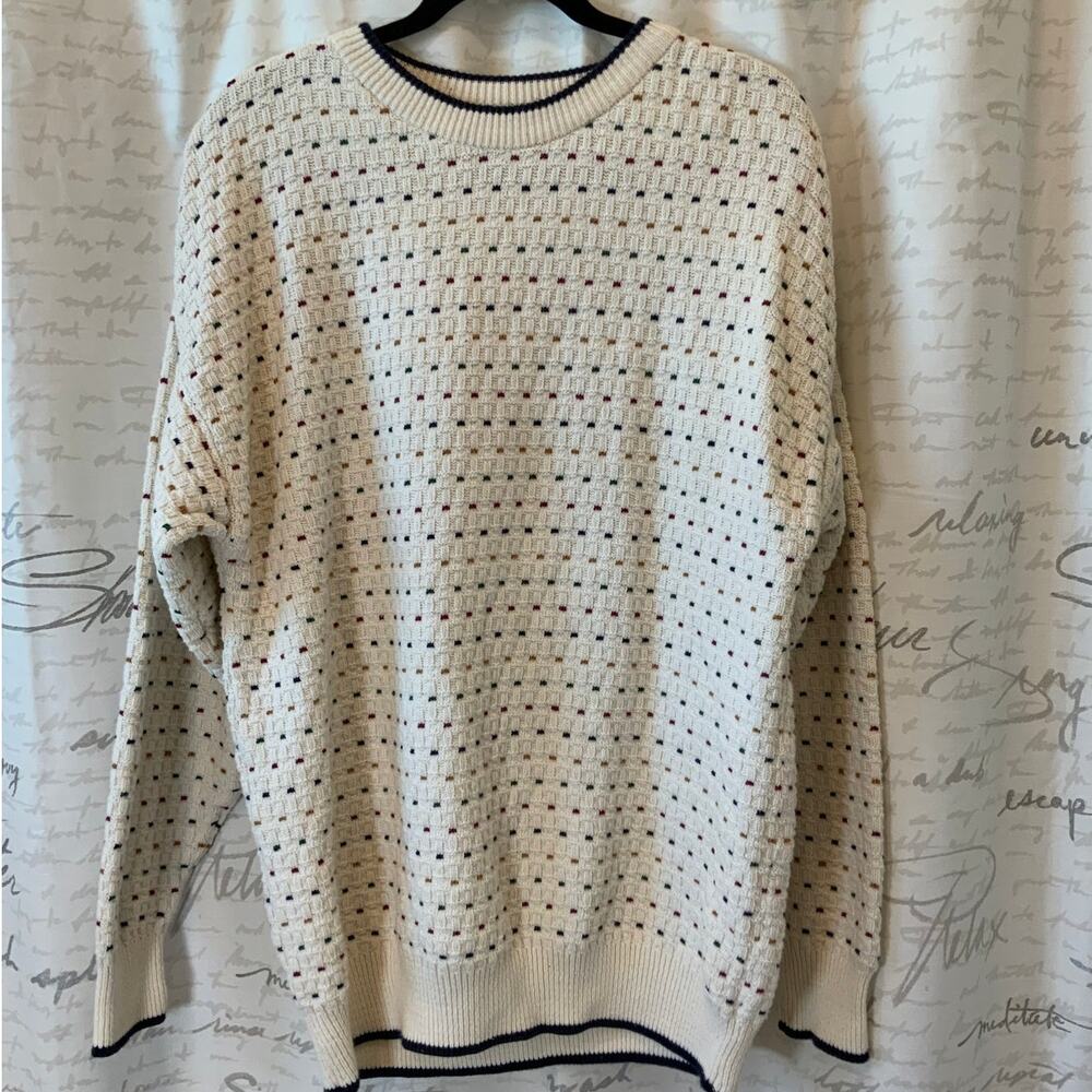 Vintage 90s Van Heusen Cosby Style Knit Sweater Men's Large Cotton Multicolor